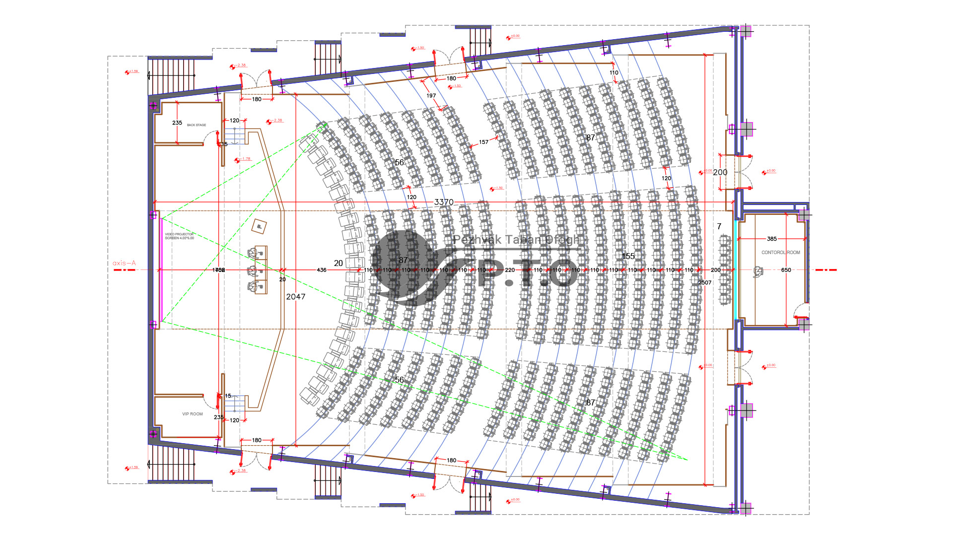طراحی، ساخت و تجهیز سالن همایش شرکت طره افشان ارومیه - پلان